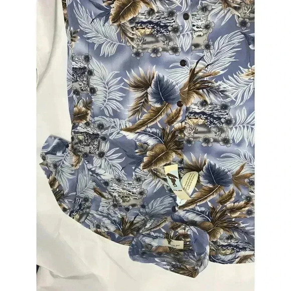 High Surf Blue & Beige Hawaiian Short Sleeve Shirt Men's Size Large - Picture 4 of 9